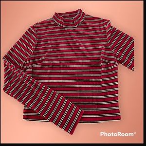 Forever 21 velour striped mock turtleneck- velour, cropped